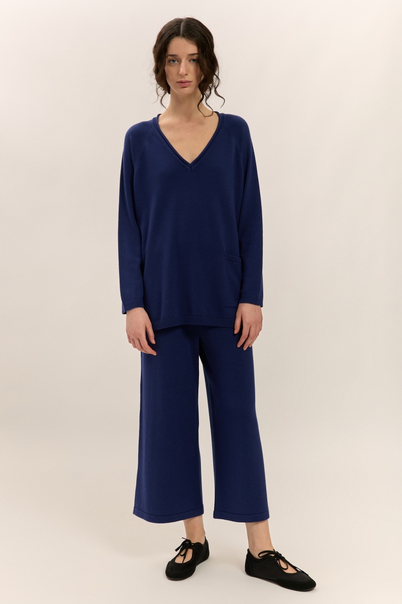 Jersey cuello pico rulé