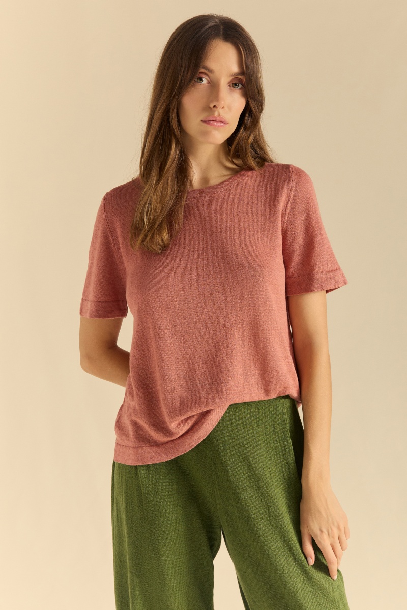 Camiseta lino manga corta