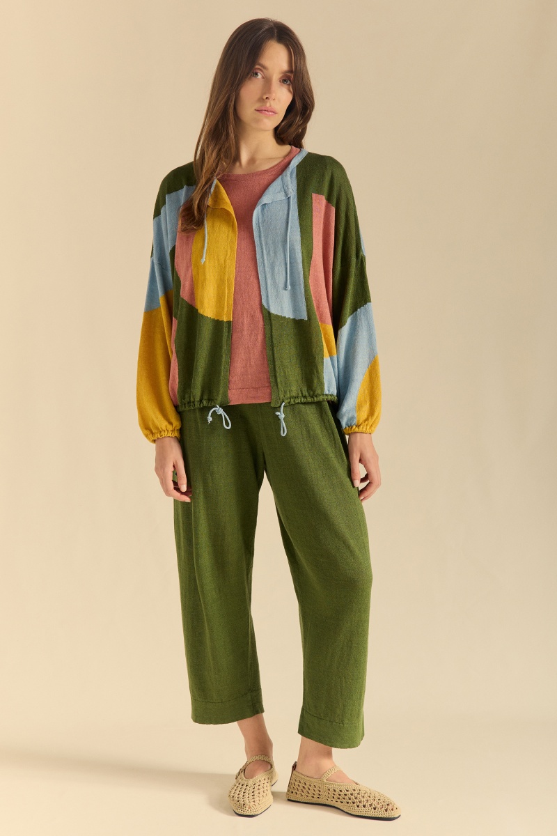 Chaqueta intarsia lino