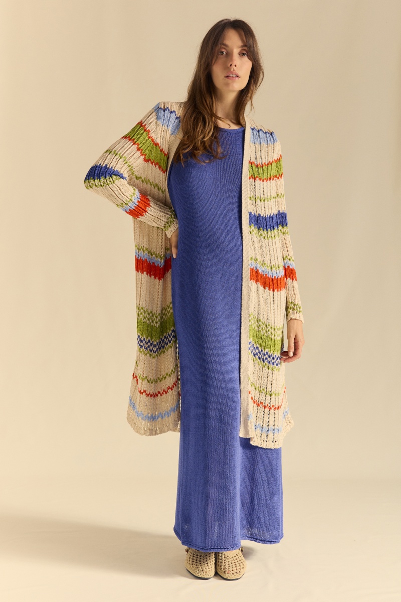 Striped needlepoint knit...