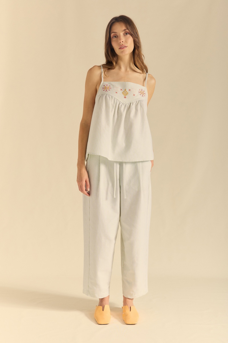 Pantalón barrel de rayas