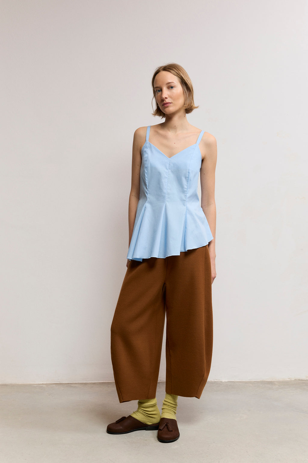 Asymmetric poplin top