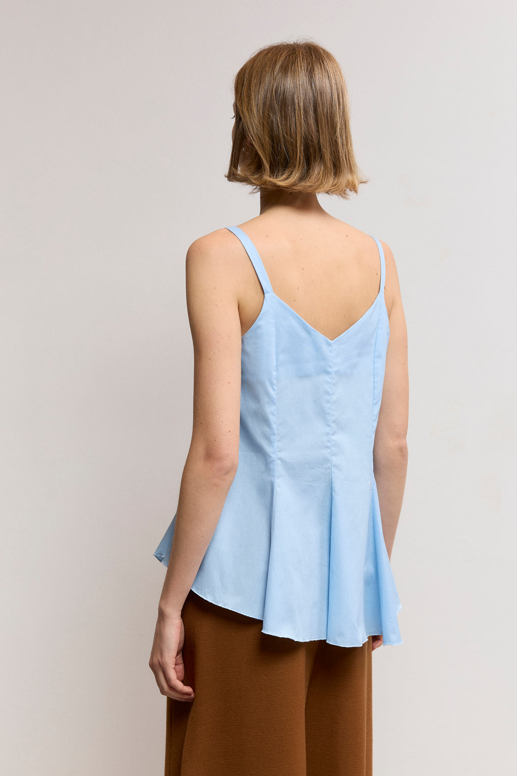 Asymmetric poplin top
