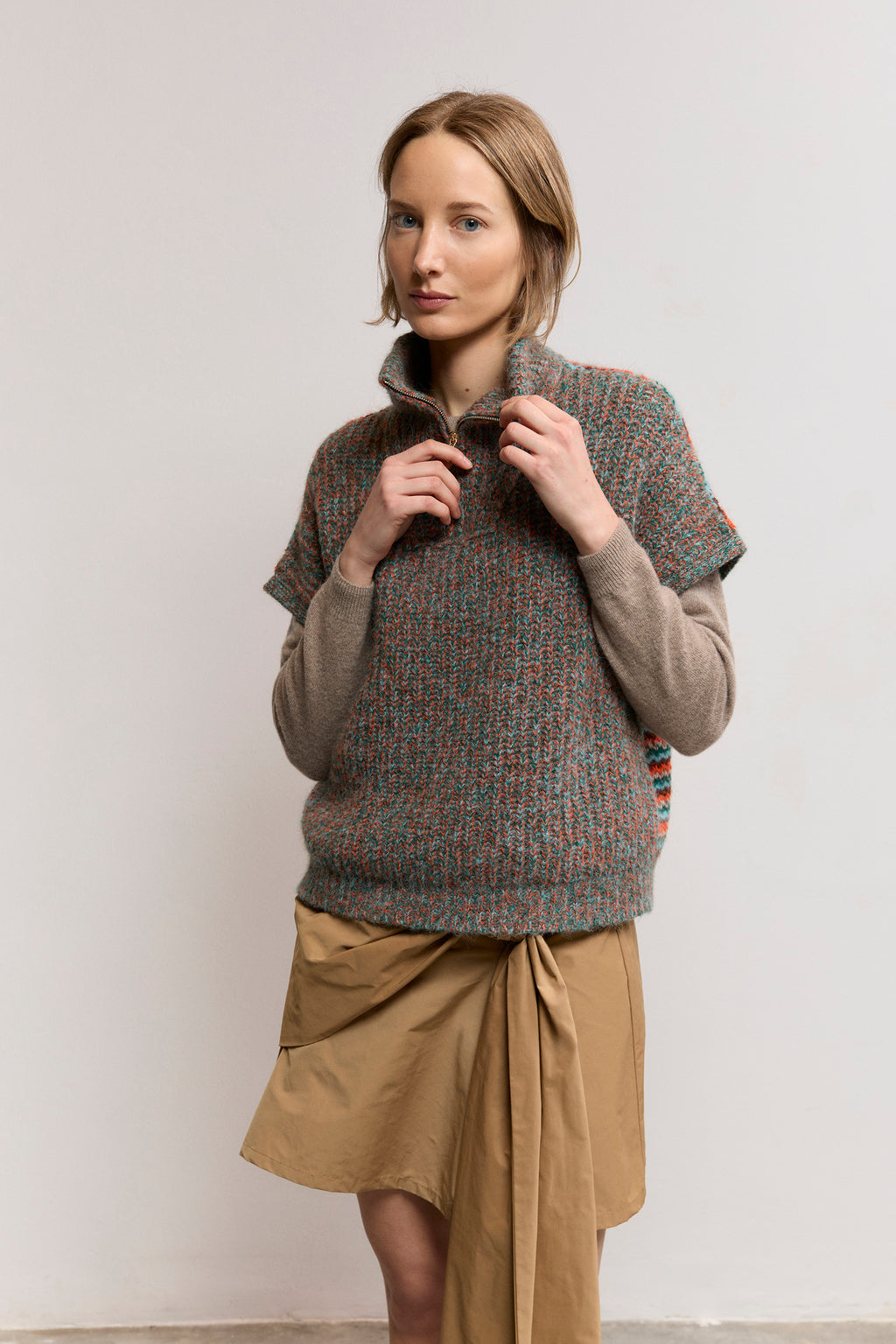 Mouliné knit vest