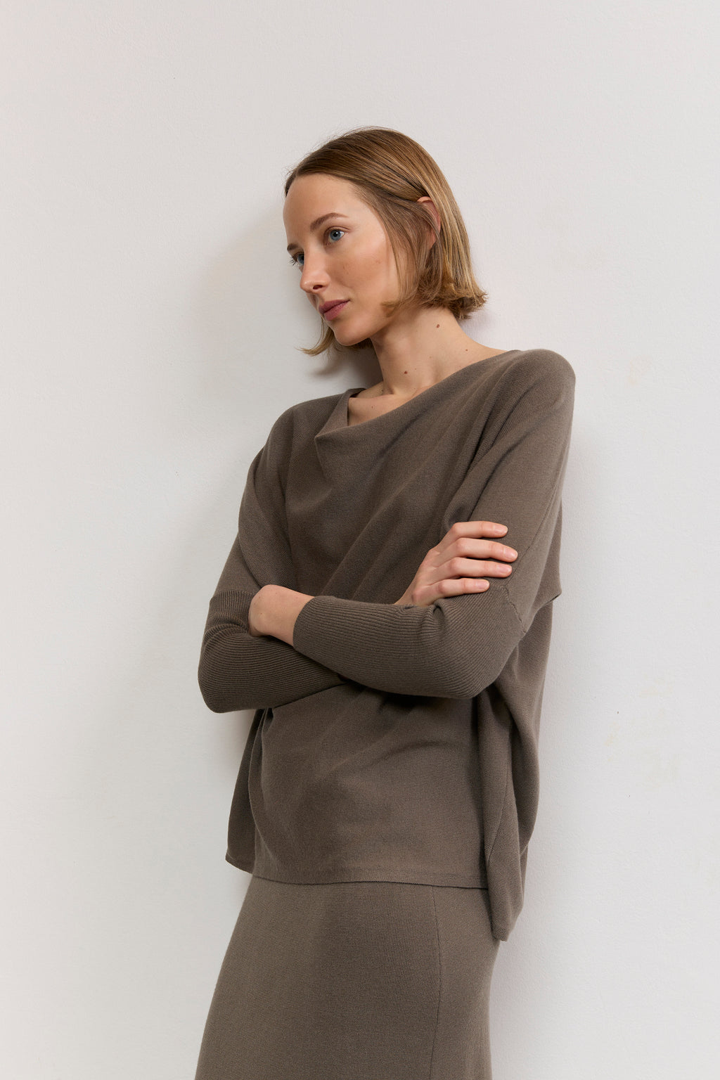 Wide neckline sweater