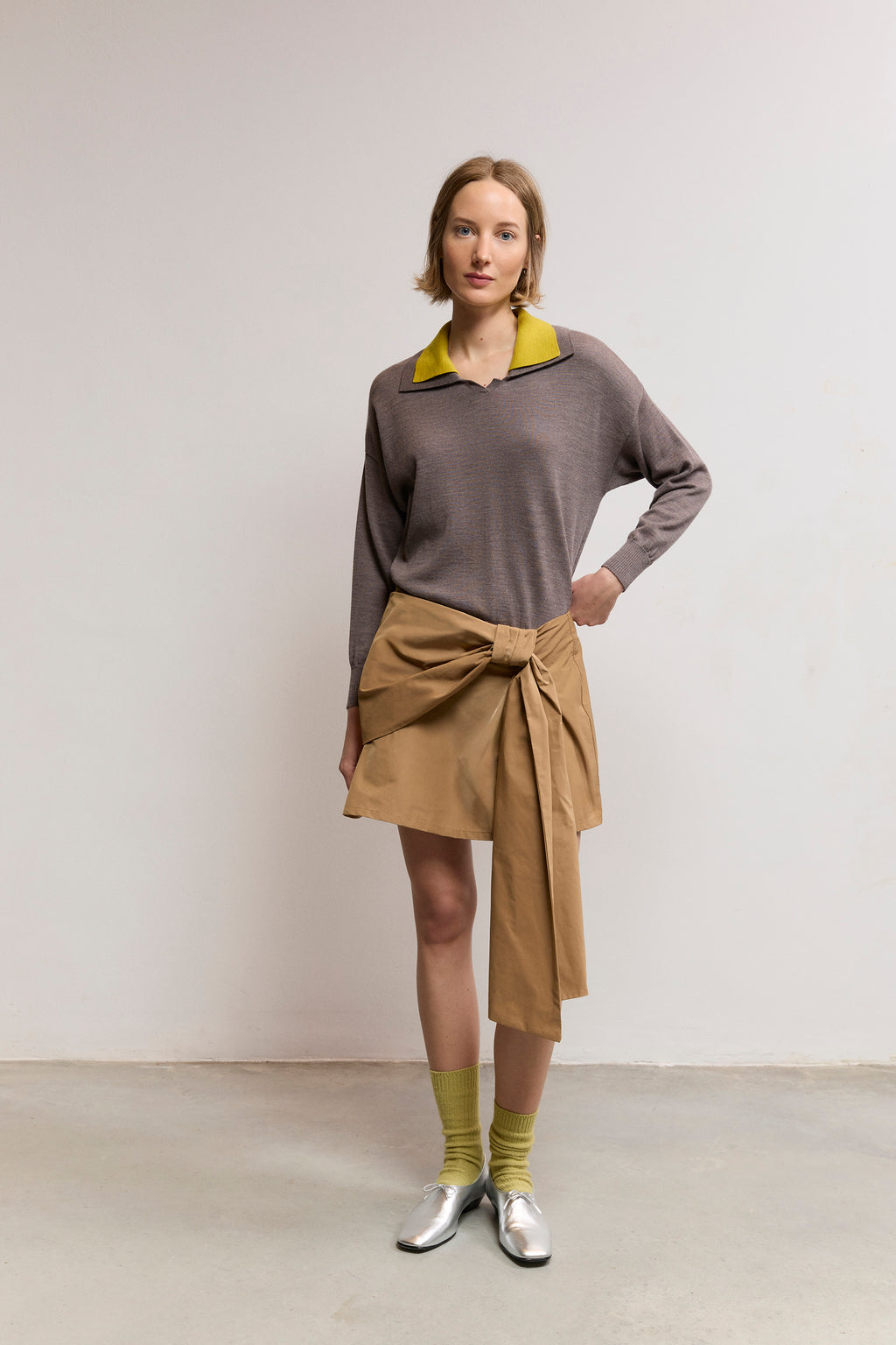 Double-Collar Knit Sweater