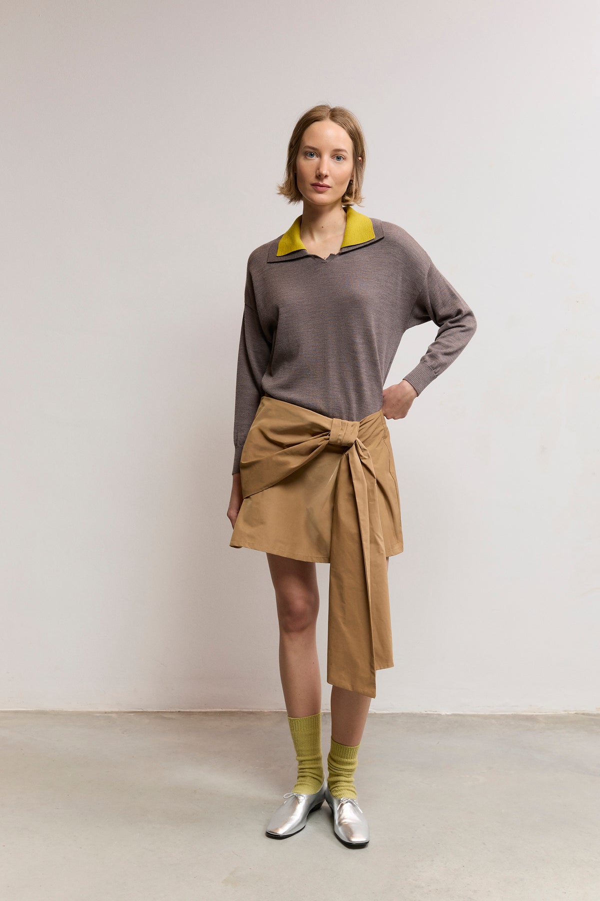 Double-Collar Knit Sweater