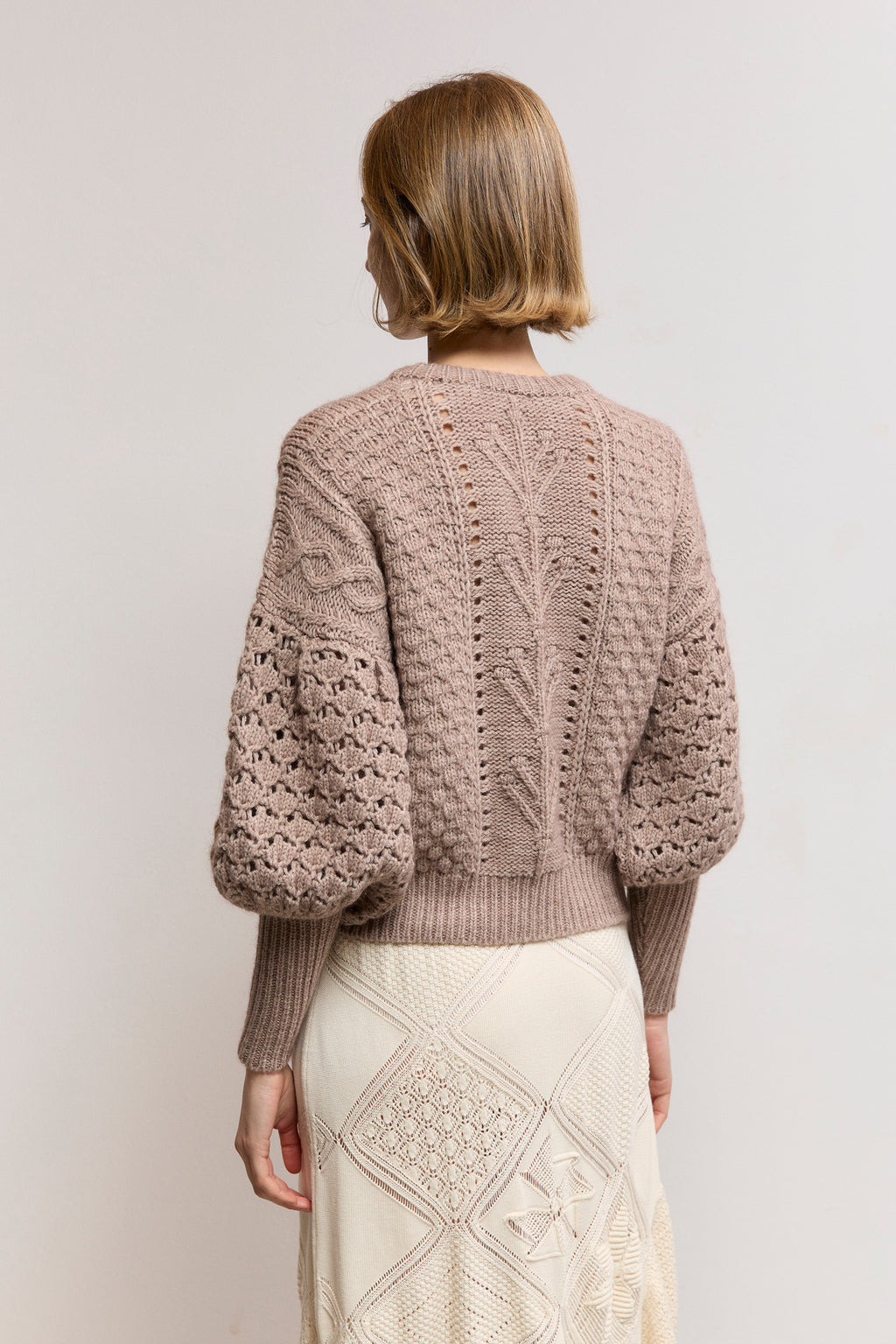 Cable-Knit Gigot Sleeve Sweater