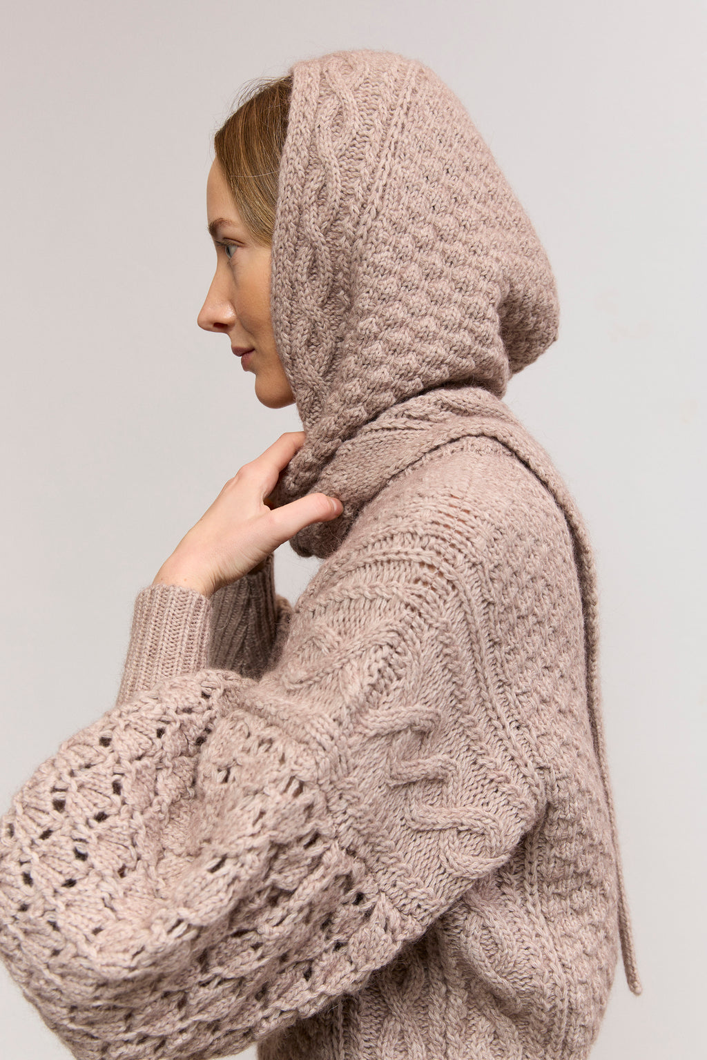 Cable-Knit Gigot Sleeve Sweater
