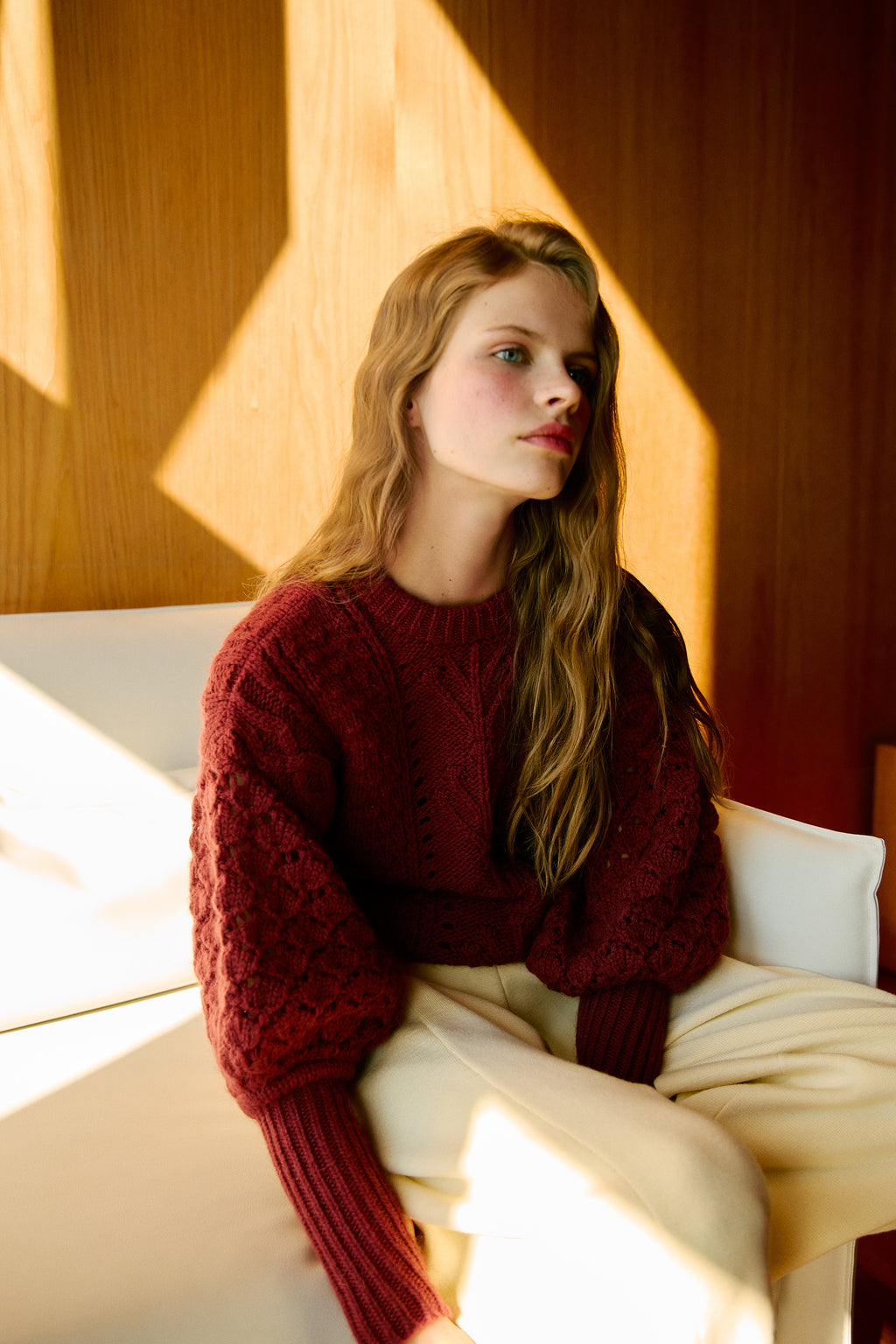 Cable-Knit Gigot Sleeve Sweater
