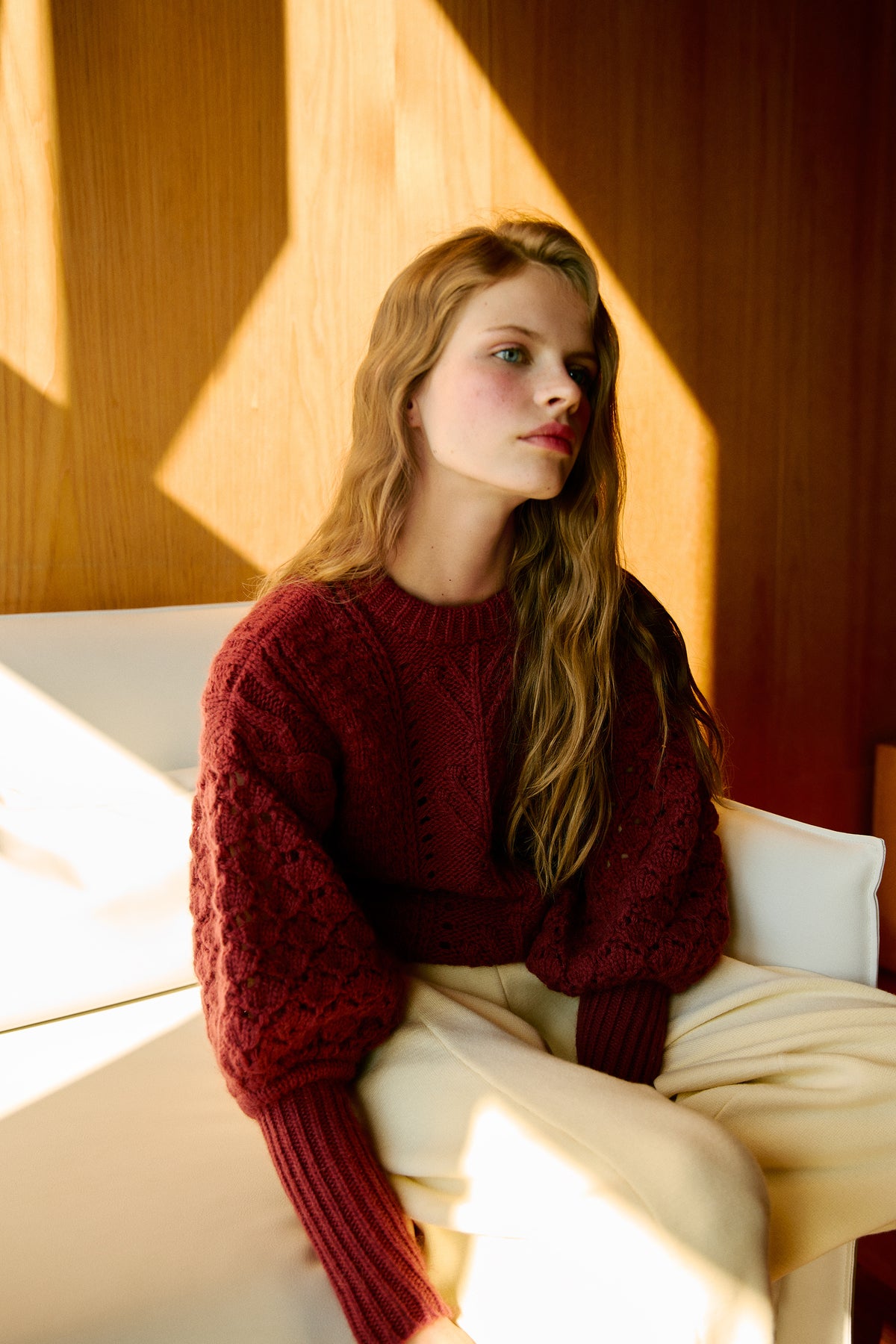 Cable-Knit Gigot Sleeve Sweater