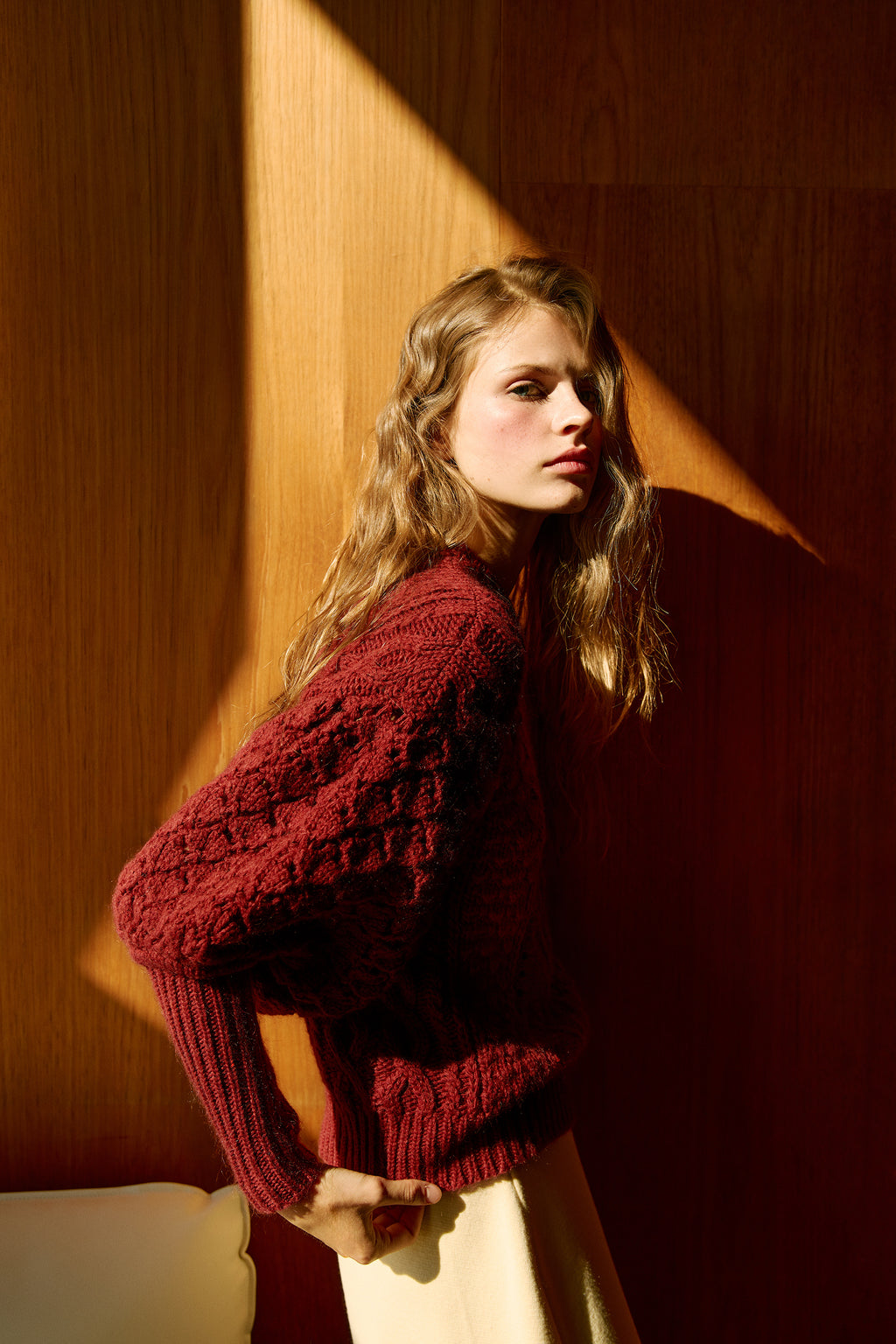 Cable-Knit Gigot Sleeve Sweater