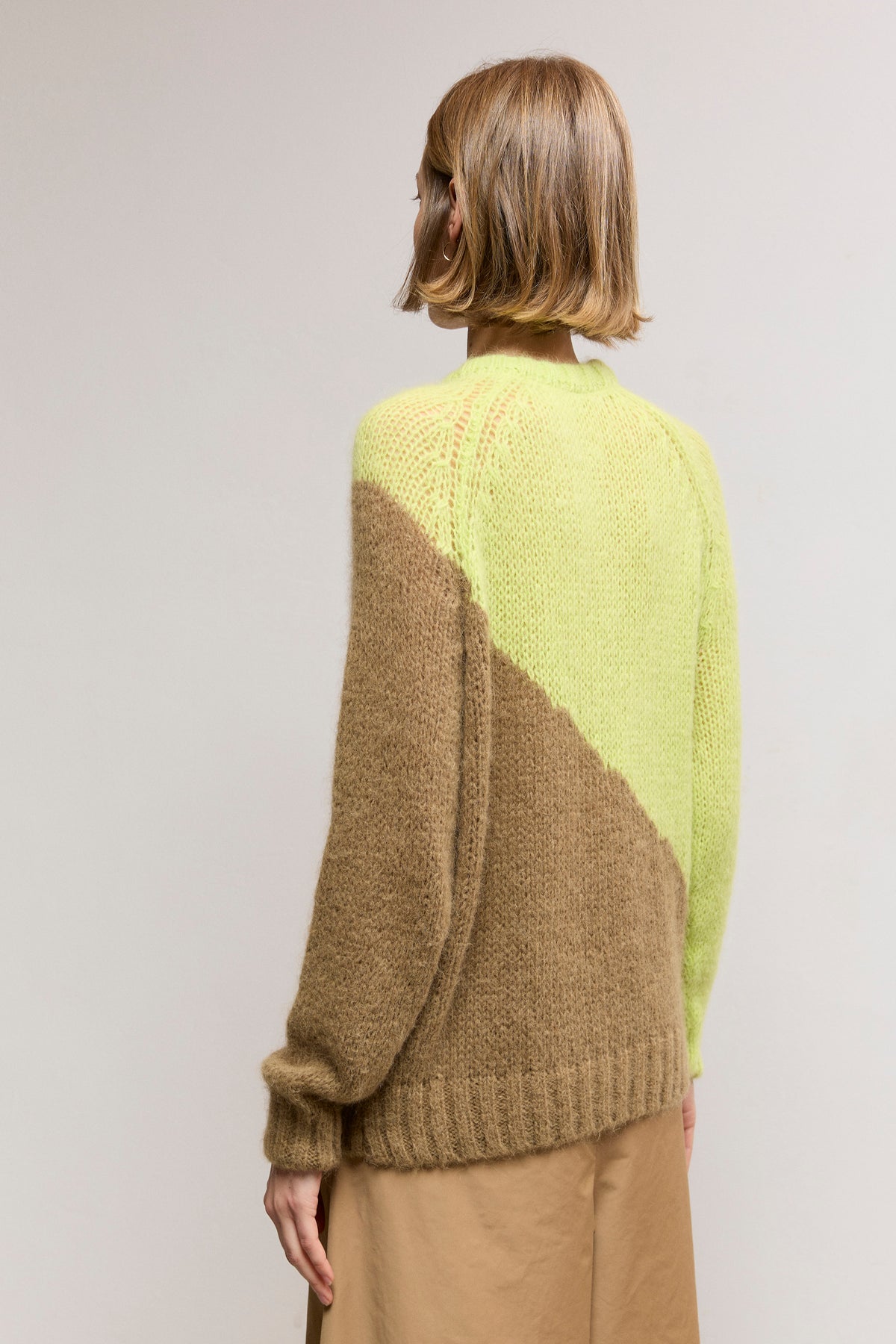 Two-Tone Intarsia Knit Sweater