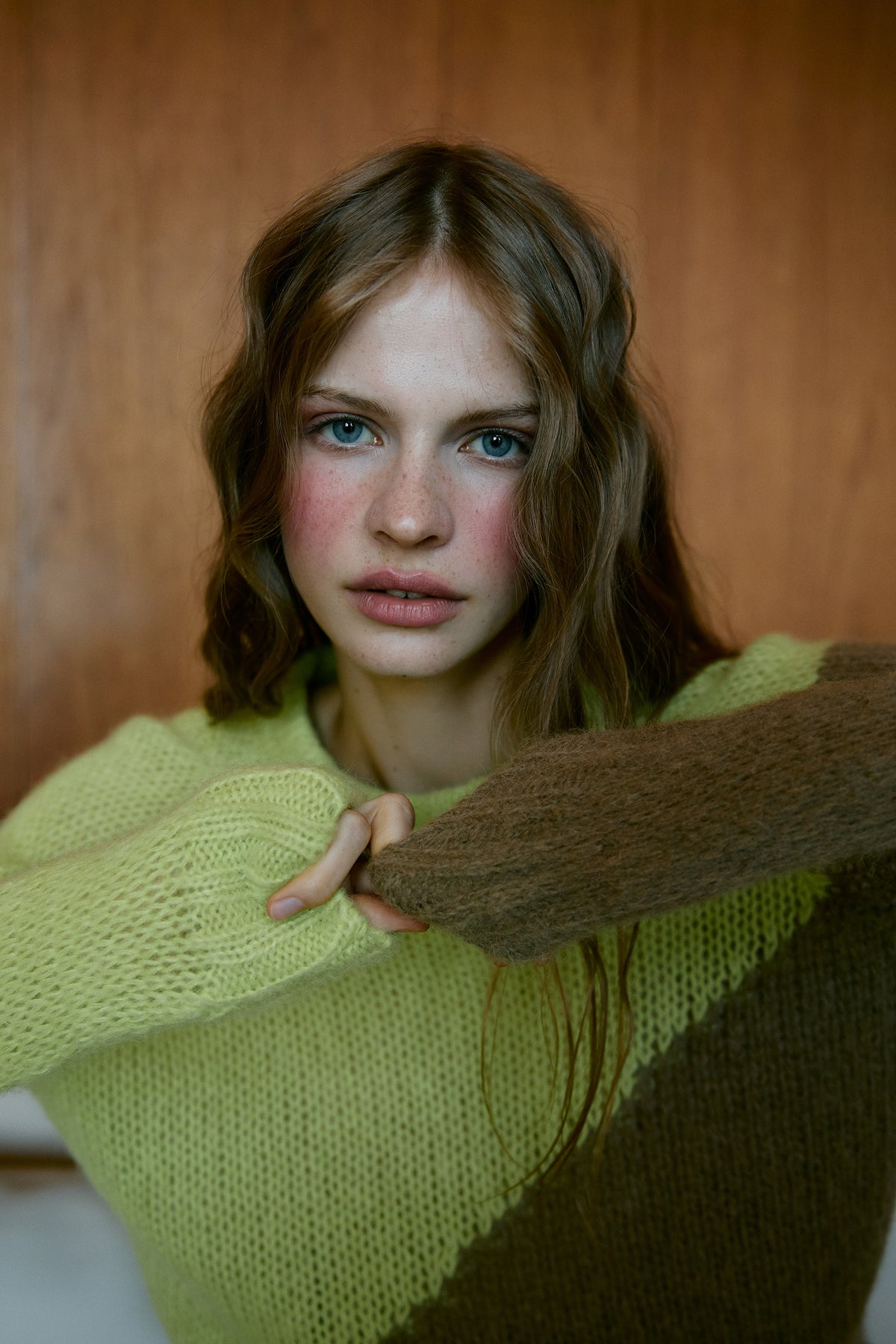 Two-Tone Intarsia Knit Sweater