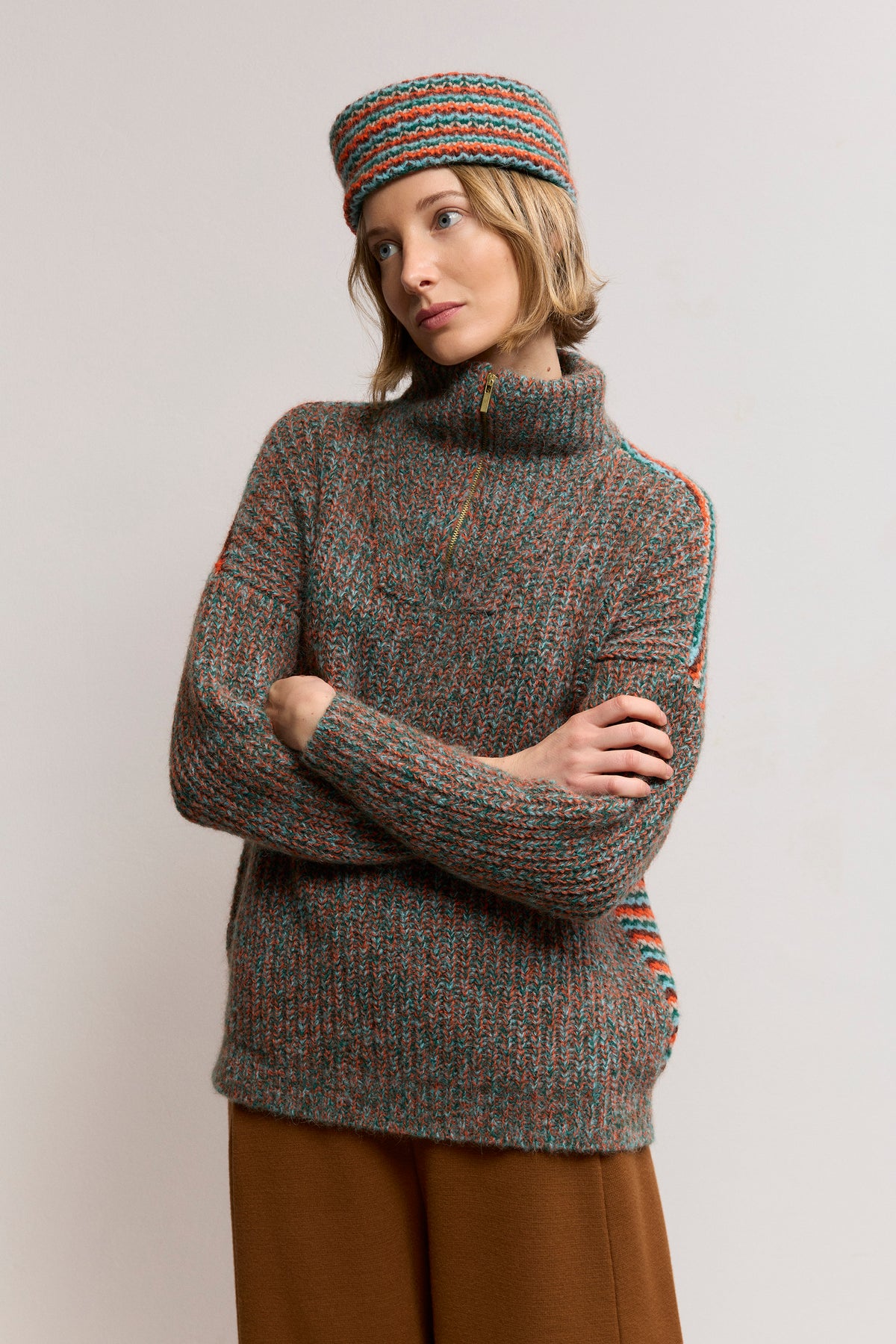 Oversized Mouliné Knit Sweater