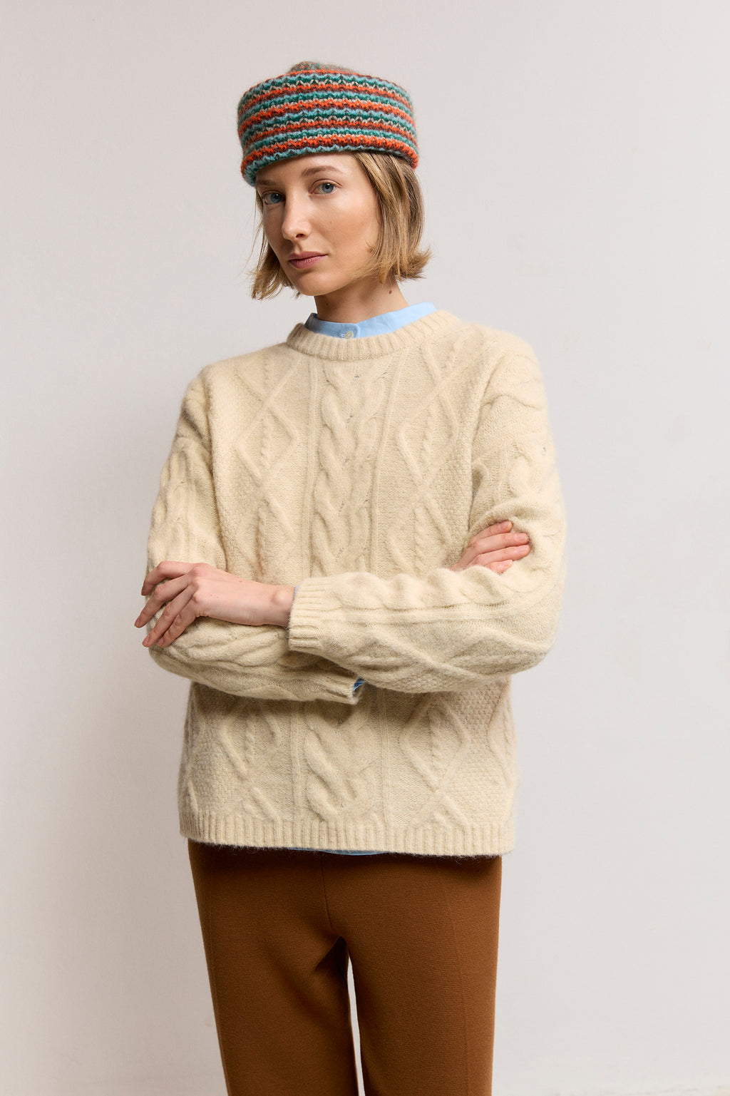 Superfine Alpaca Blend Cable-Knit Sweater
