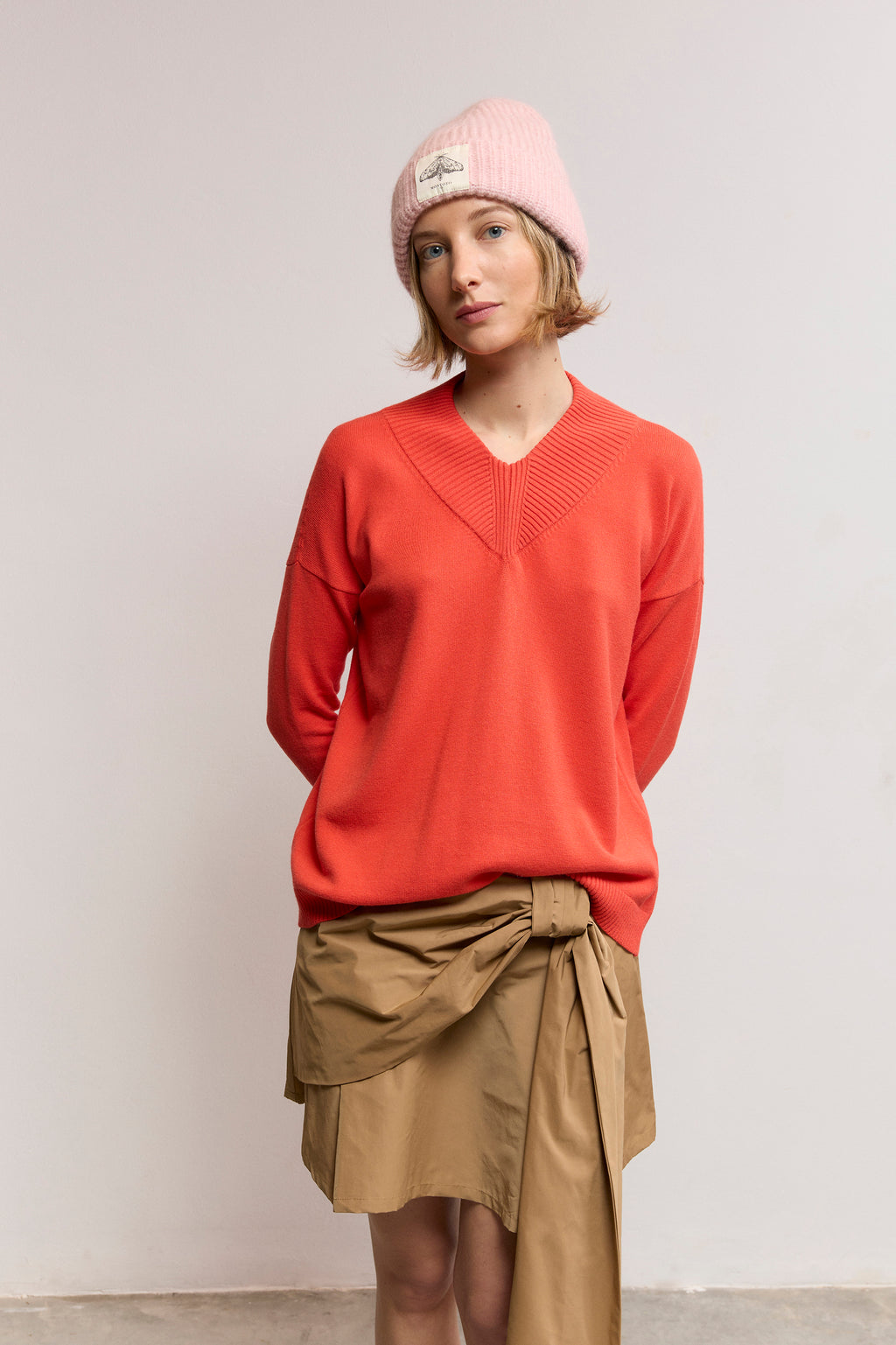Wide V-Neck Modal Blend Sweater