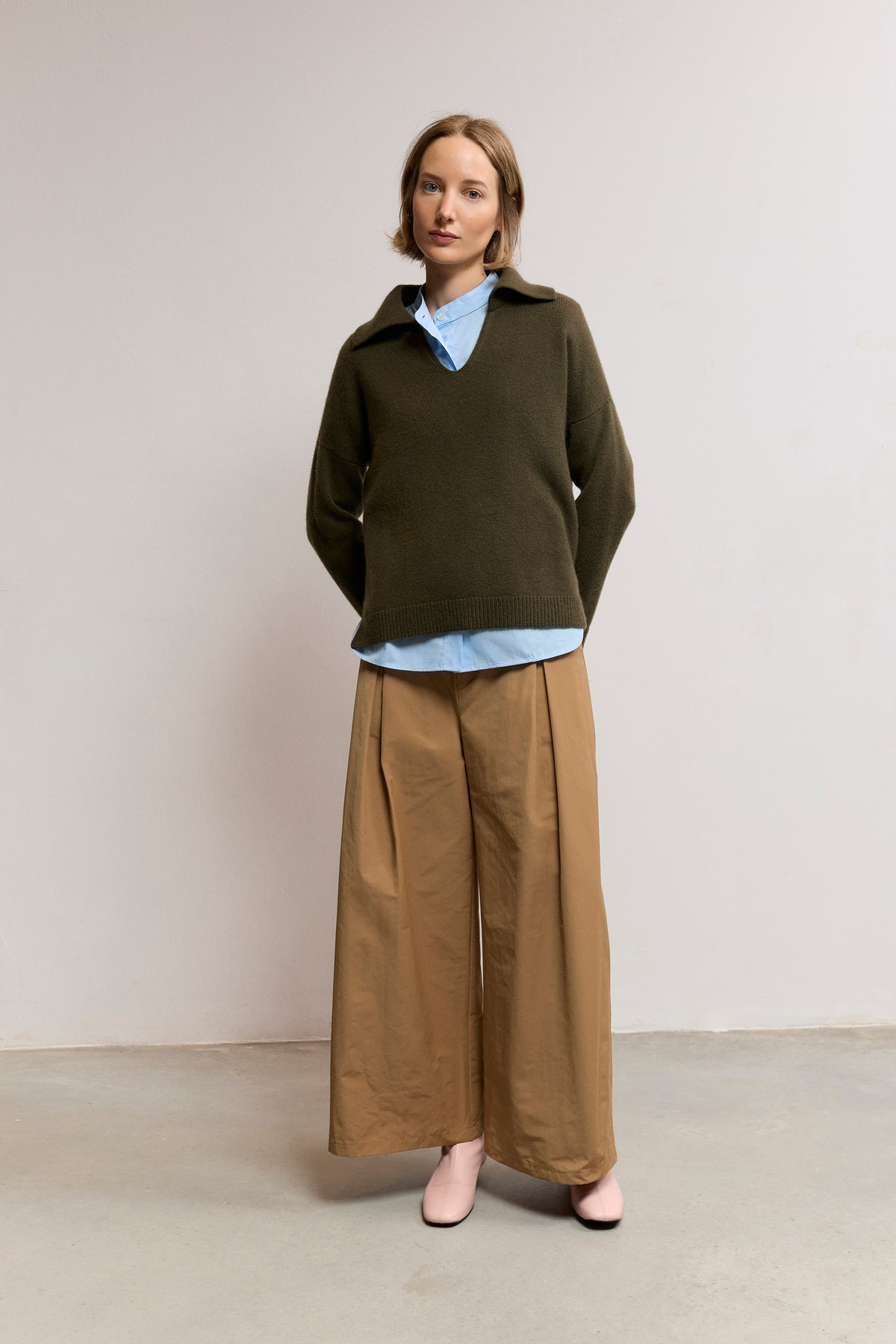 Relaxed Cashmere Polo-Collar Sweater