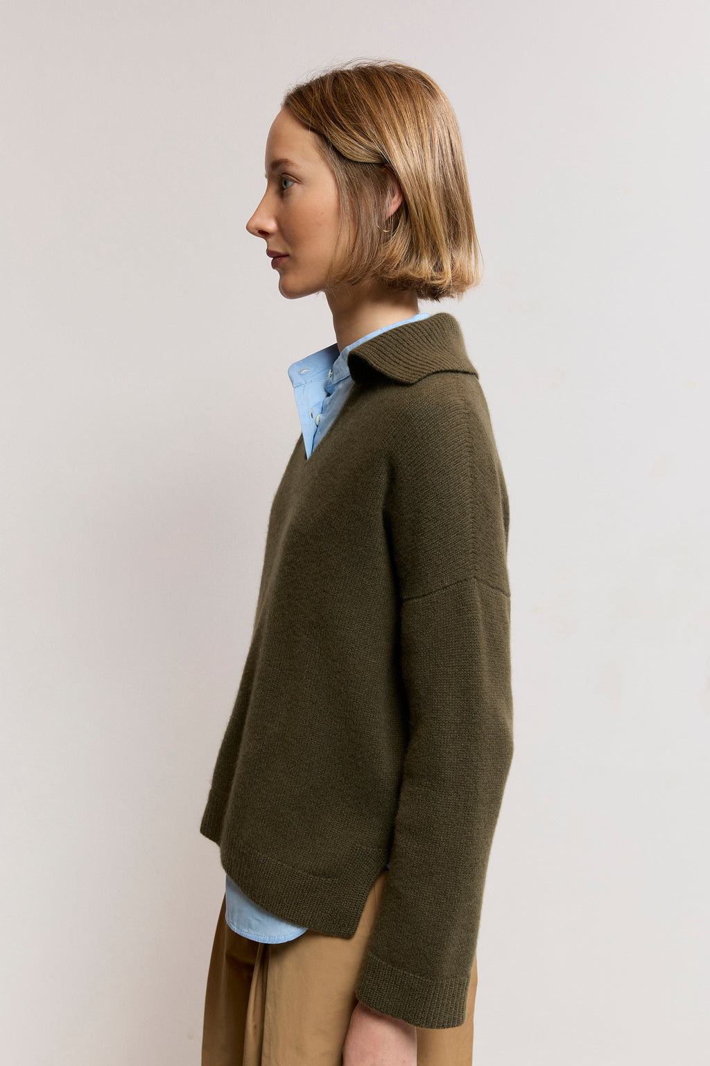 Relaxed Cashmere Polo-Collar Sweater