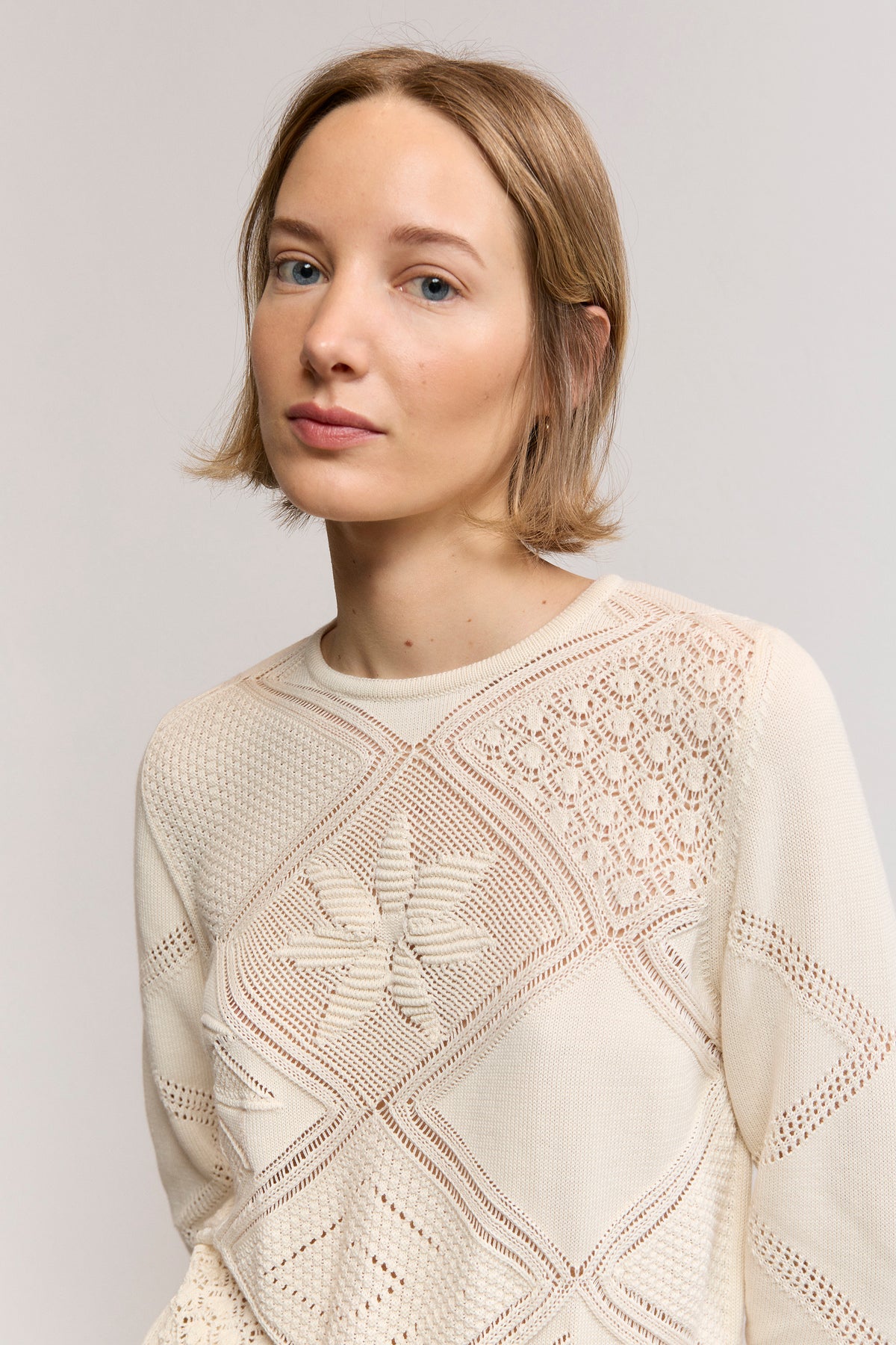 Openwork Cotton Knit Sweater