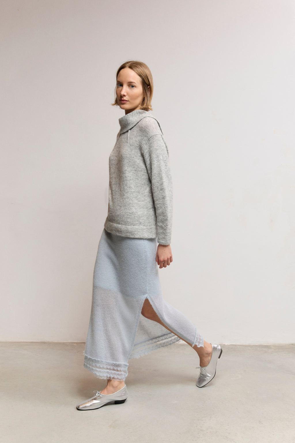 Sweater with Short Shawl Collar