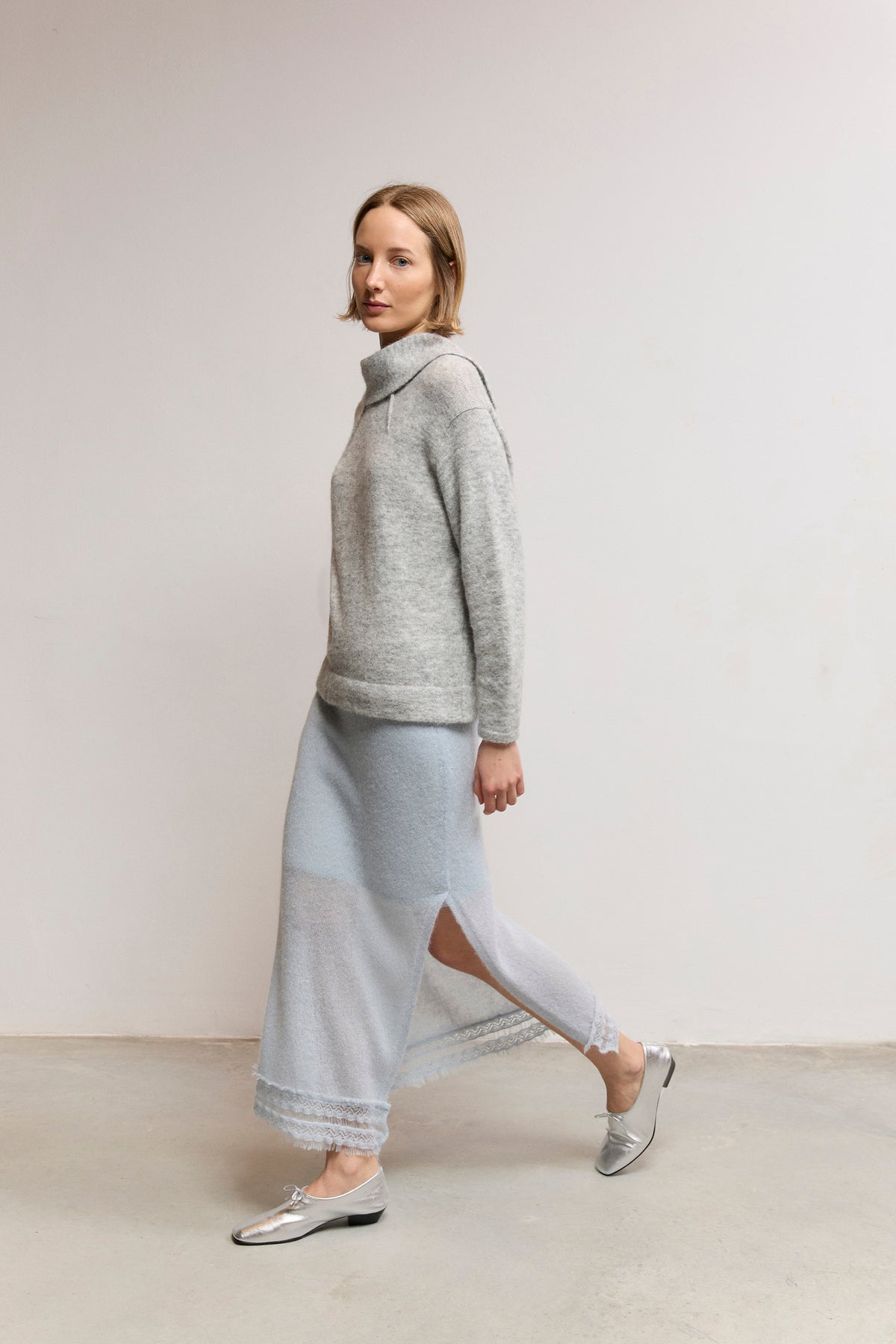 Sweater with Short Shawl Collar