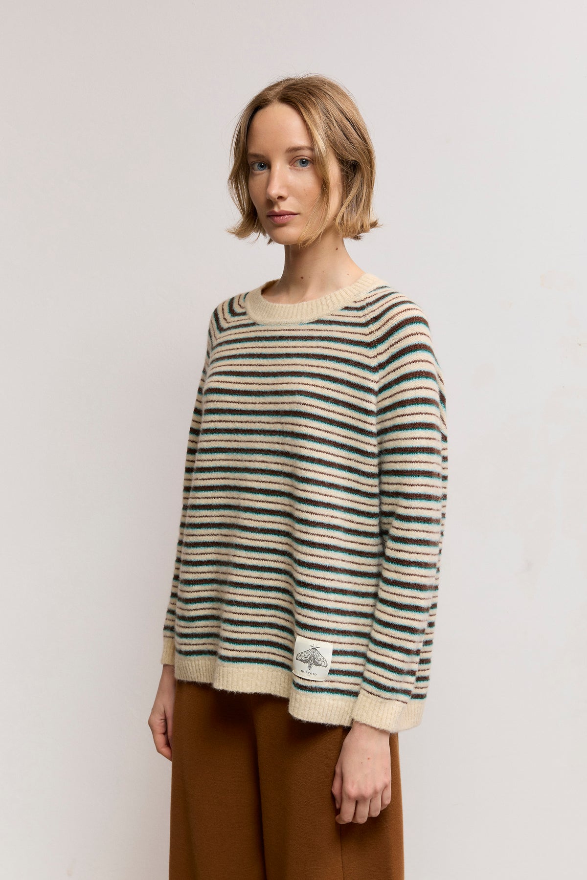 Oversized Multicolor Striped Knit Sweater