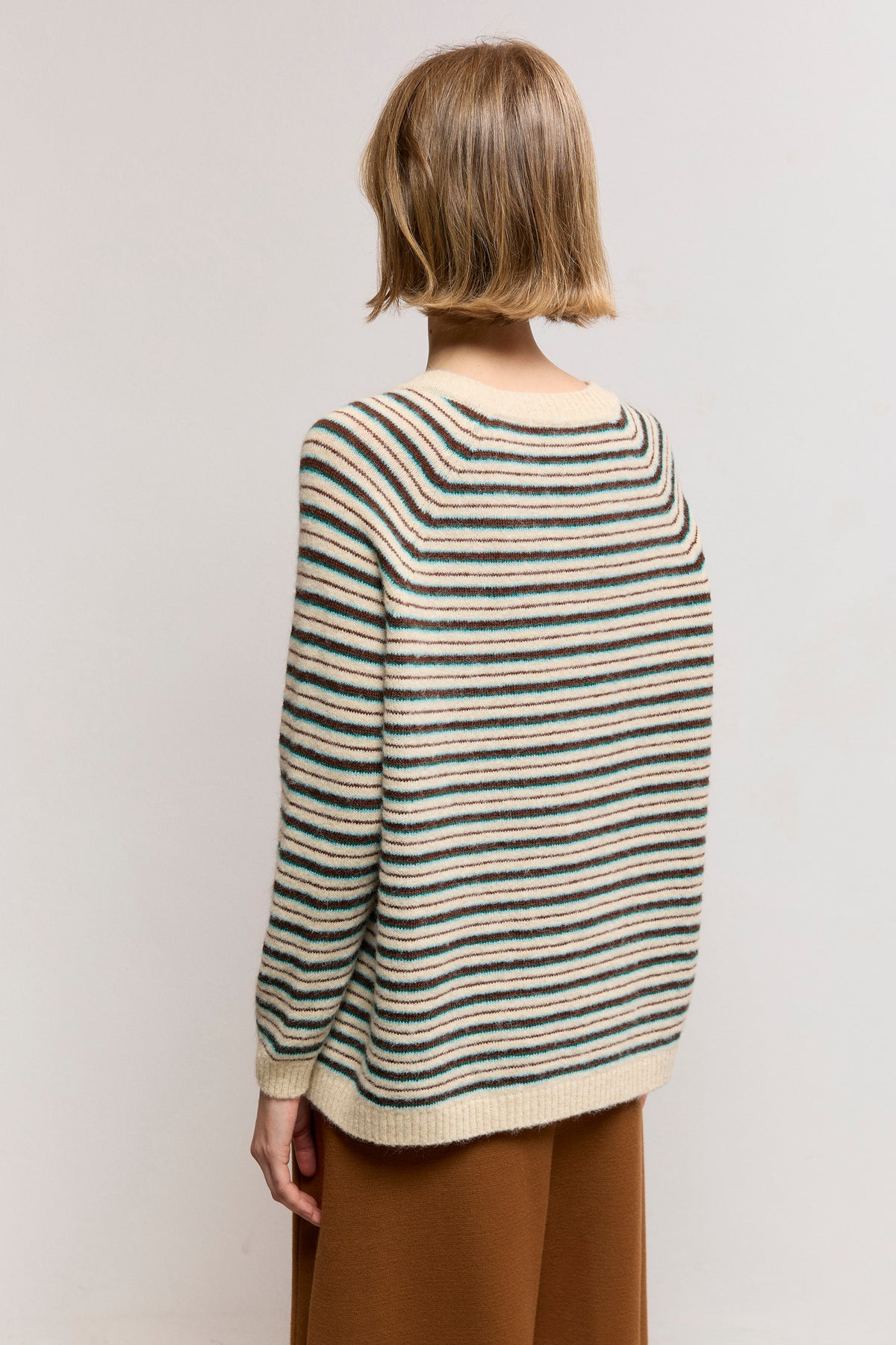 Oversized Multicolor Striped Knit Sweater