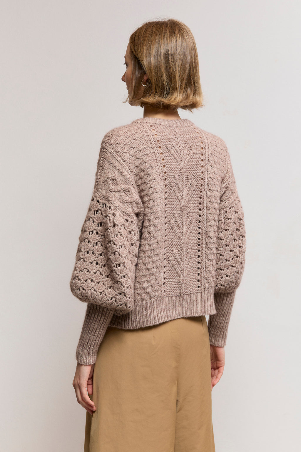 Cable-Knit Gigot Sleeve Cardigan