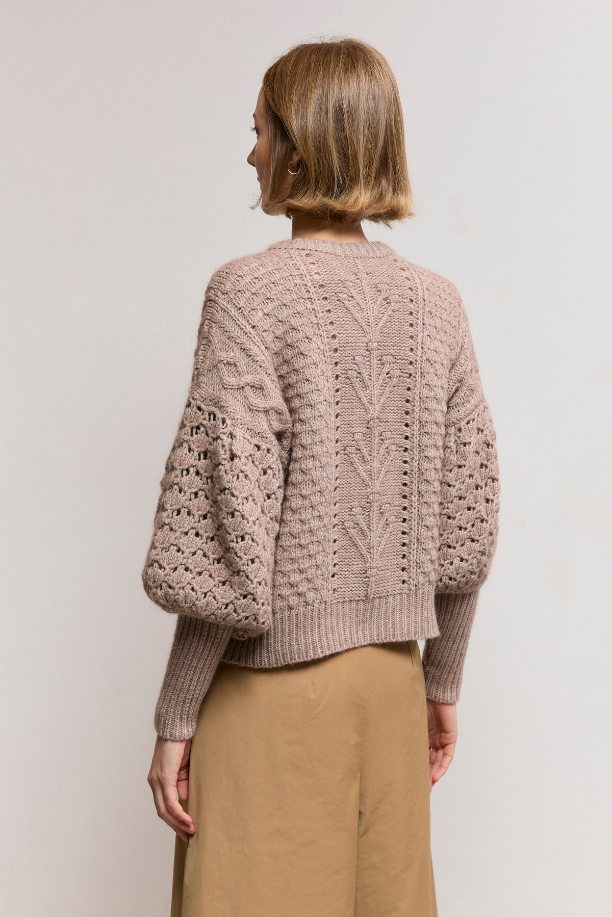Cable-Knit Gigot Sleeve Cardigan