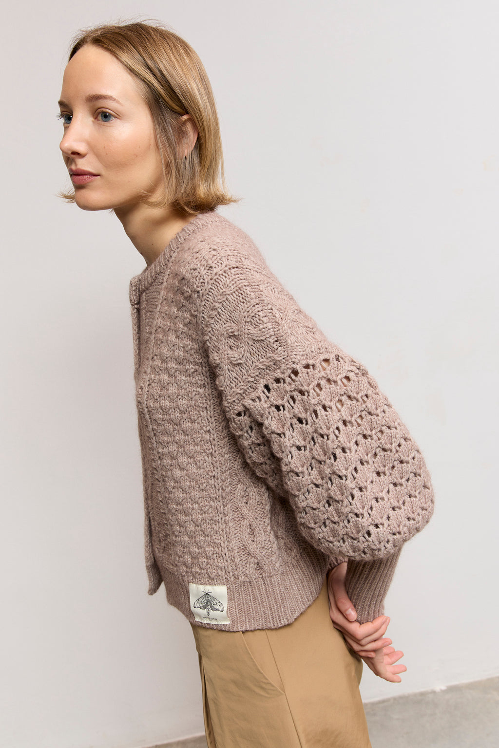 Cable-Knit Gigot Sleeve Cardigan
