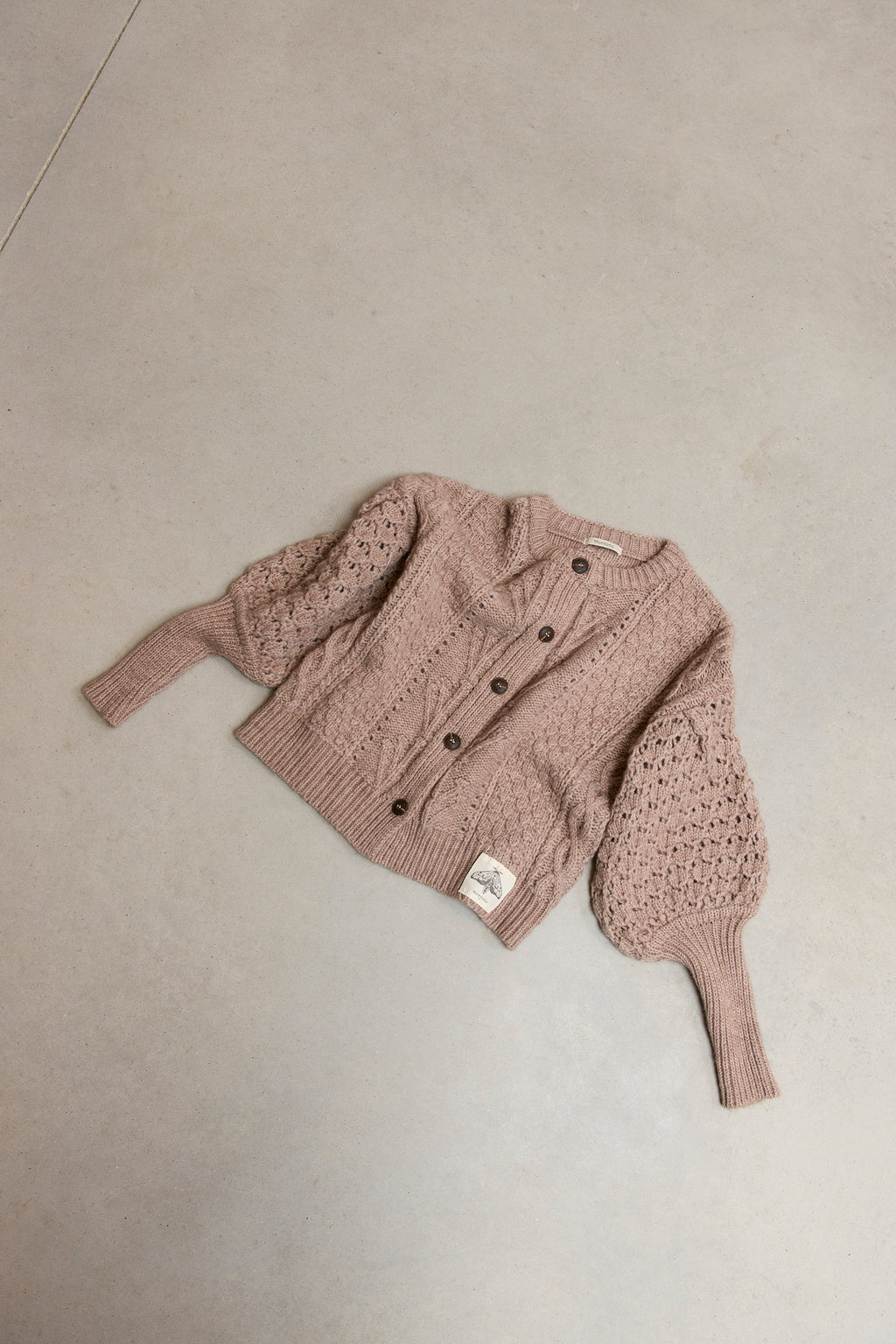 Cable-Knit Gigot Sleeve Cardigan