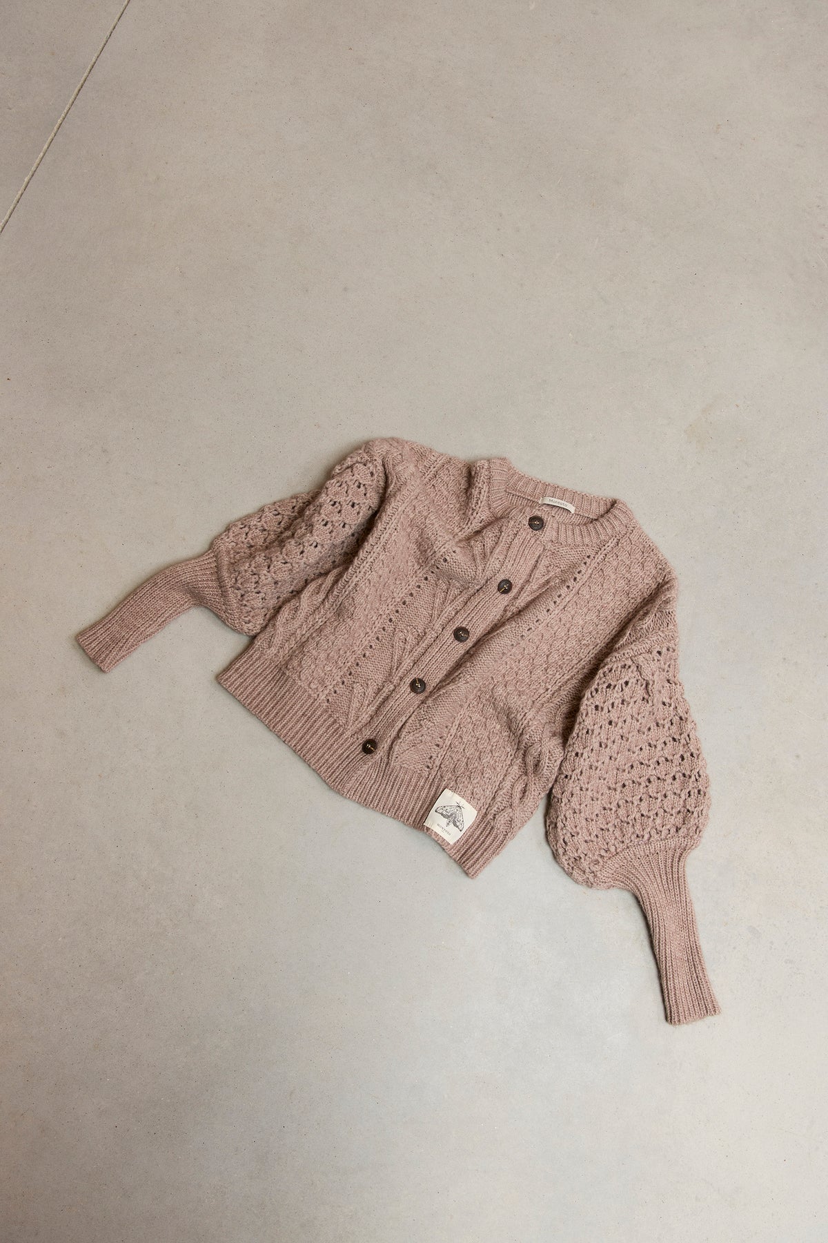 Cable-Knit Gigot Sleeve Cardigan