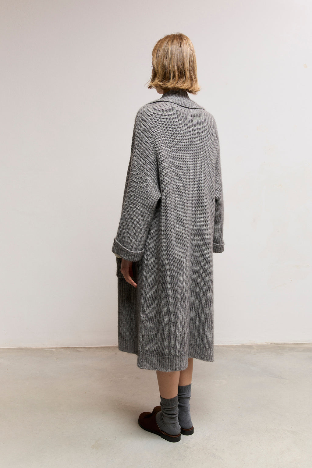 Long Pearl-Knit Cardigan