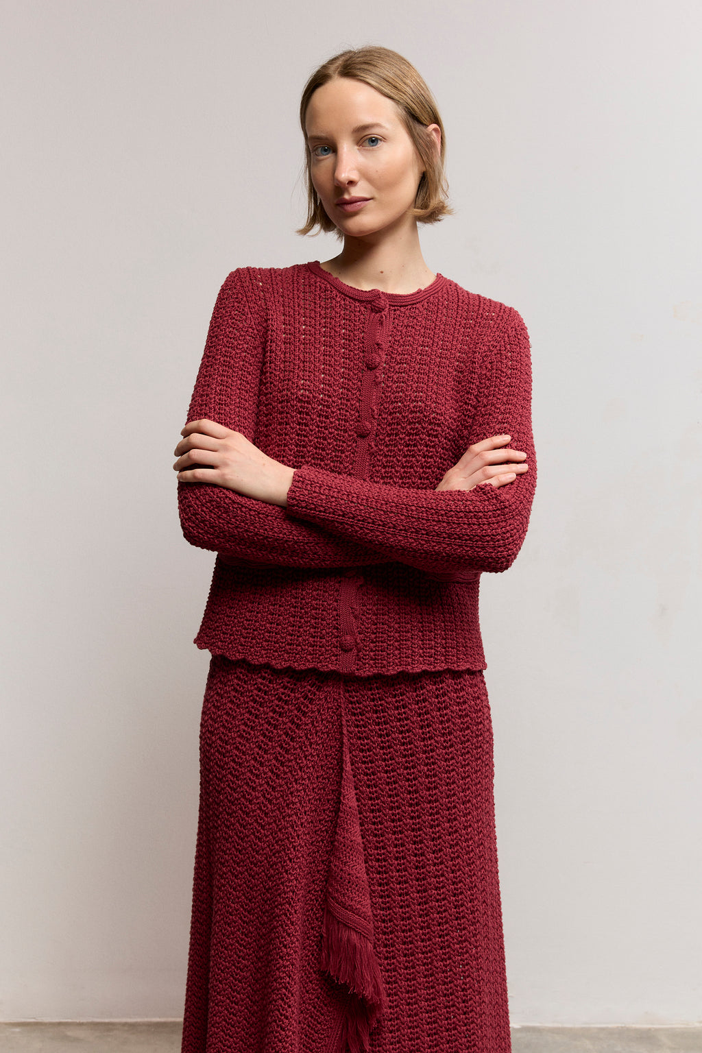 French-Inspired Textured Knit Jacket