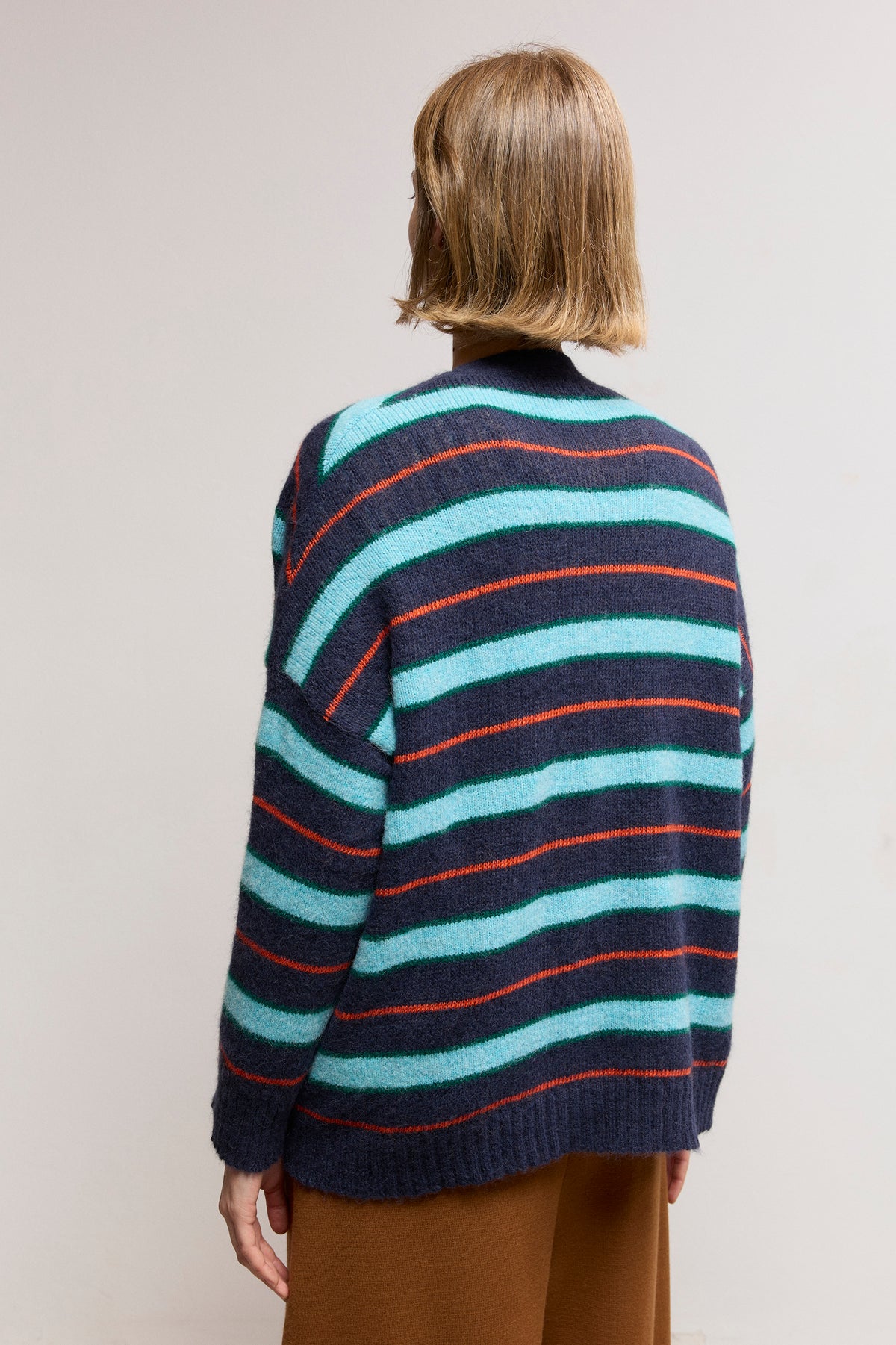 Striped Suri Alpaca Blend Cardigan