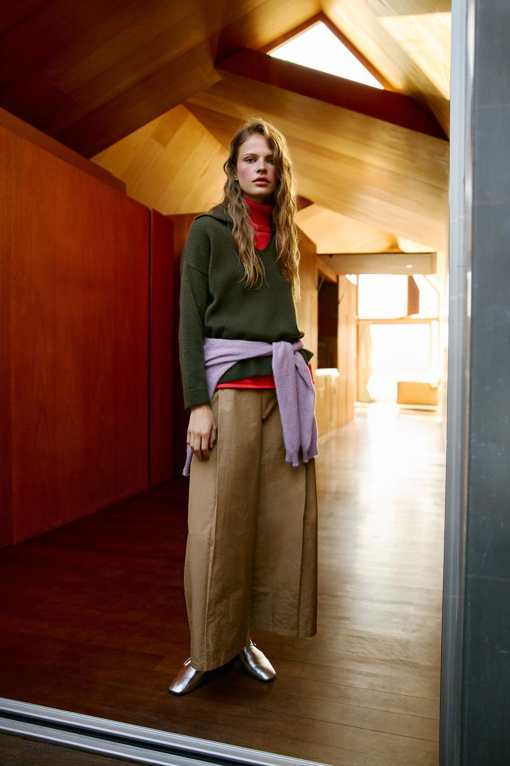 Pantalón pinzas gabardina