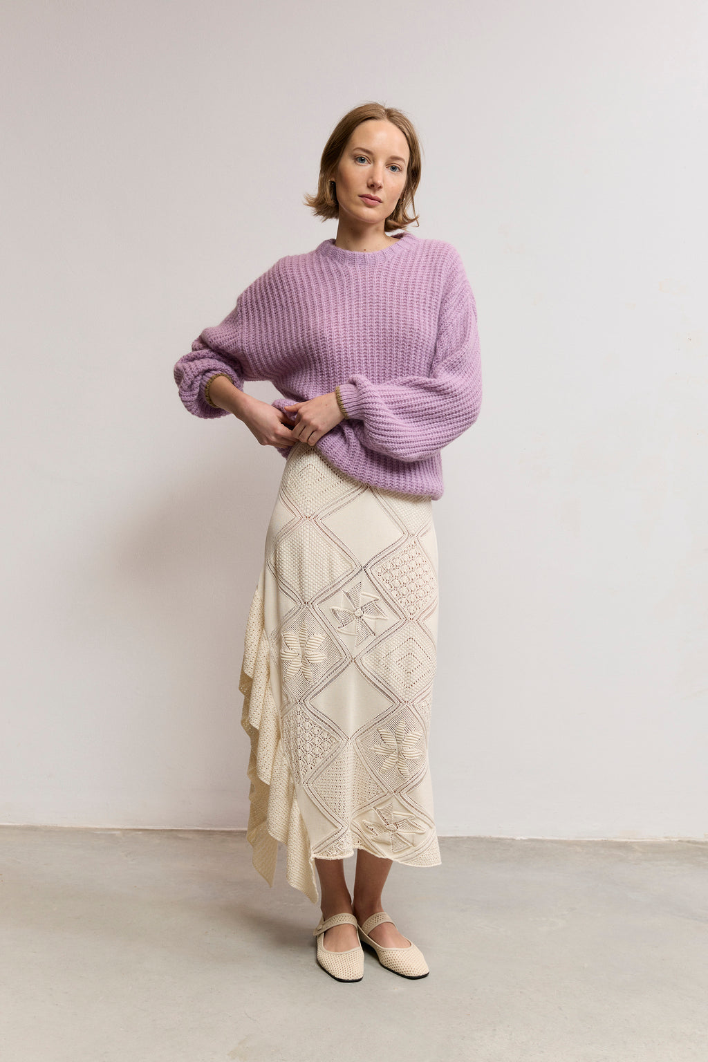 Falda calada de algodón